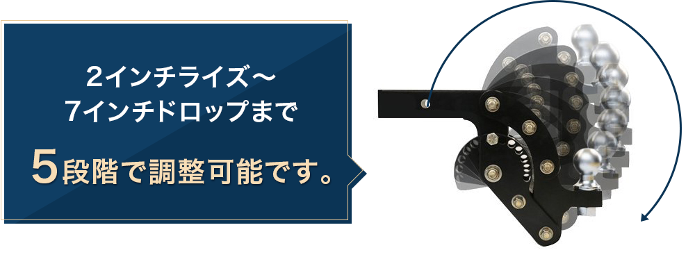 5段階で調整可能 ヒッチ